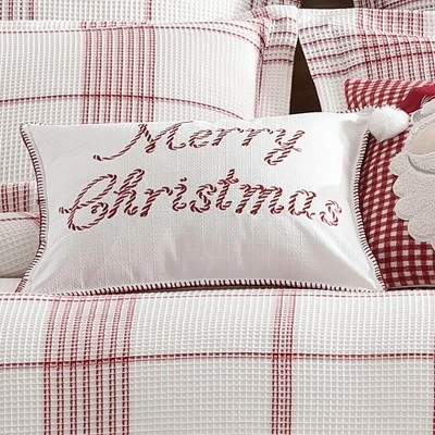 Peppermint Plaid Merry Christmas Pillow 16x22 -Levtex Home - Image 2