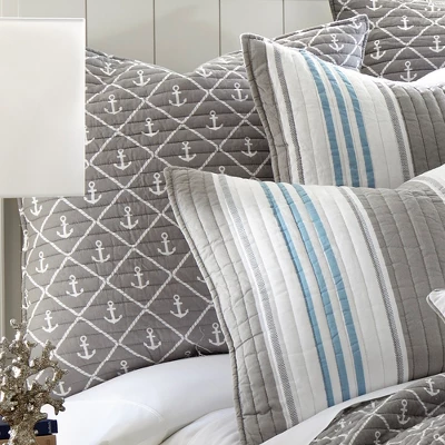 Provincetown Euro Sham - Grey And White - Levtex Home