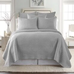 Cross Stitch Grey Solid Euro Shams - Set Of 2 - Levtex Home