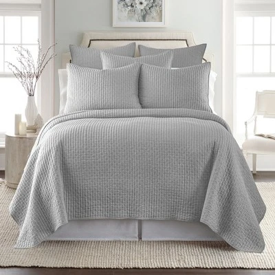 Cross Stitch Grey Solid Euro Shams - Set Of 2 - Levtex Home