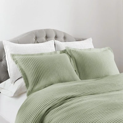 Mills Waffle Desert Sage Full/Queen Duvet Set - Levtex Home - Image 2
