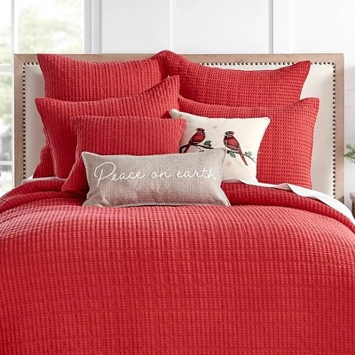 Mills Waffle Red Euro Sham Set Of 2- Levtex Home - Image 2