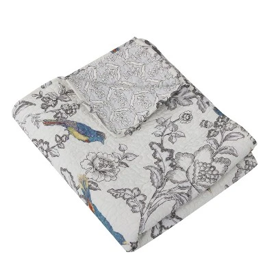 Mockingbird Toile Quilted Throw - Levtex Home