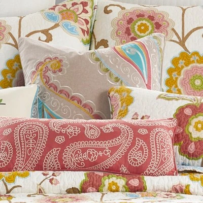 Ashbury Spring Embroidered Paisley Decorative Pillow - Levtex Home
