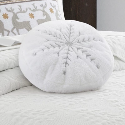 O Christmas Round Metalic Snowflake Pillow R16 -Levtex Home - Image 2