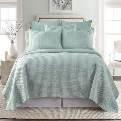 Cross Stitch Blue Haze Solid Euro Shams - Set Of 2 - Levtex Home