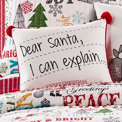 Santa Claus Lane Postcard Decorative Pillow White - Levtex Home - Image 2