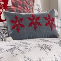 Villa Lugano Sleigh Bells Snowflake Pillow Gray - By Levtex Home