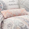 Darcy Embroidered Coral Silver Stitch Decorative Pillow - Levtex Home