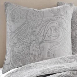 Perla Grey Paisley Quilted Euro Sham - 2pk - Levtex Home