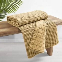 Mills Waffle Ochre Quilted Throw- Levtex Home