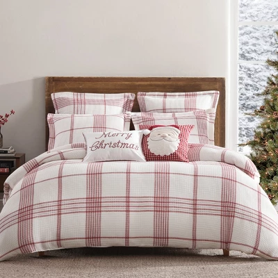 Peppermint Plaid Merry Christmas Pillow 16x22 -Levtex Home - Image 3