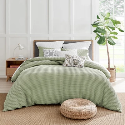 Mills Waffle Desert Sage Full/Queen Duvet Set - Levtex Home - Image 5